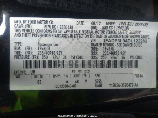 Photo 8 VIN: 1FADP3L94DL122282 - FORD FOCUS 