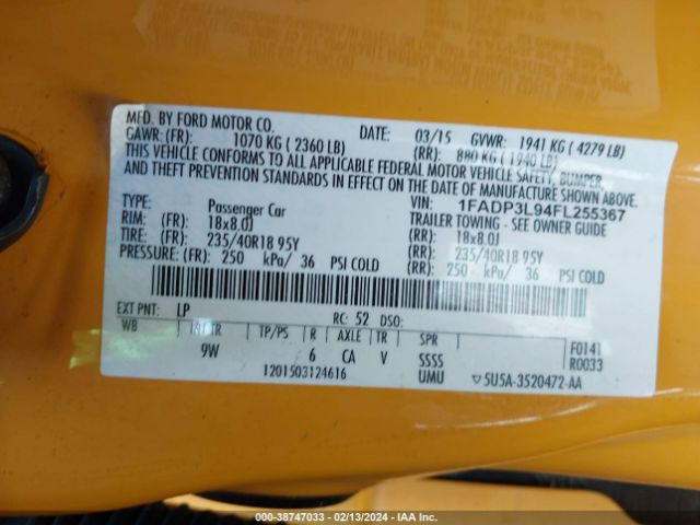 Photo 8 VIN: 1FADP3L94FL255367 - FORD FOCUS ST 