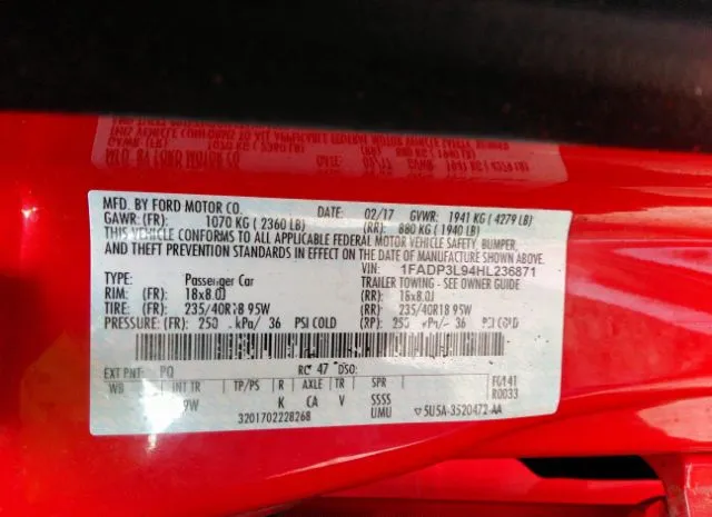 Photo 8 VIN: 1FADP3L94HL236871 - FORD FOCUS 