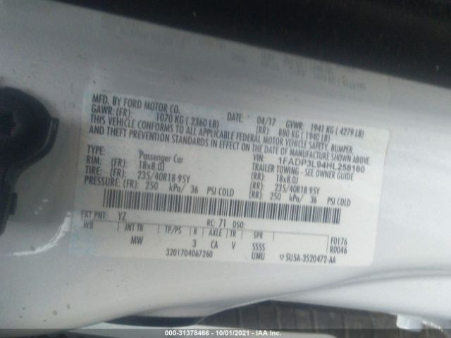 Photo 8 VIN: 1FADP3L94HL258160 - FORD FOCUS 