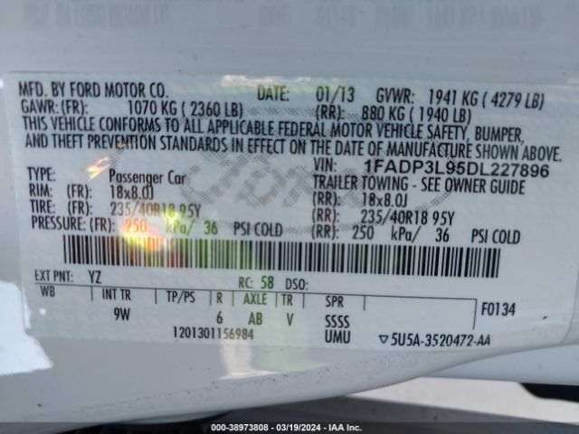 Photo 8 VIN: 1FADP3L95DL227896 - FORD FOCUS ST 