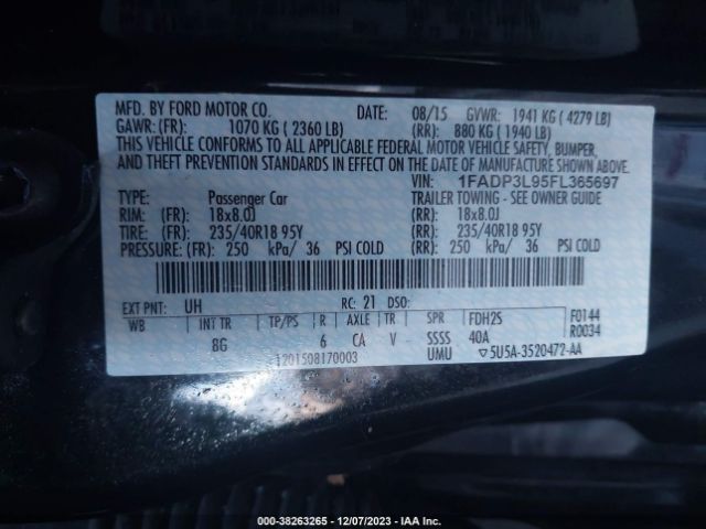 Photo 8 VIN: 1FADP3L95FL365697 - FORD FOCUS 