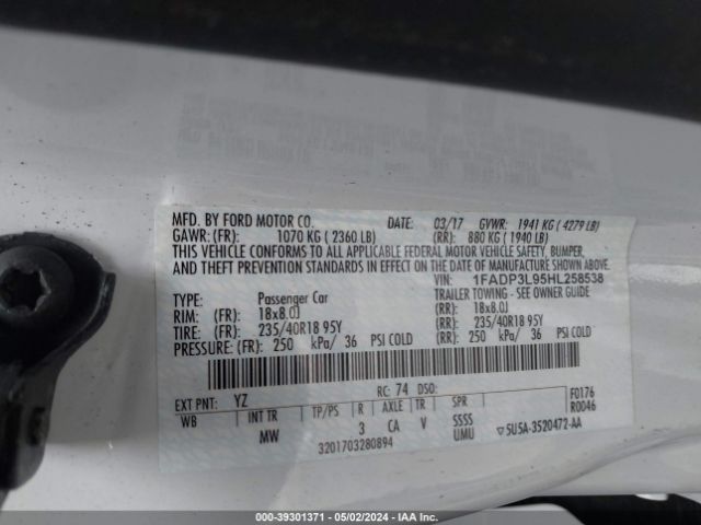 Photo 8 VIN: 1FADP3L95HL258538 - FORD FOCUS ST 