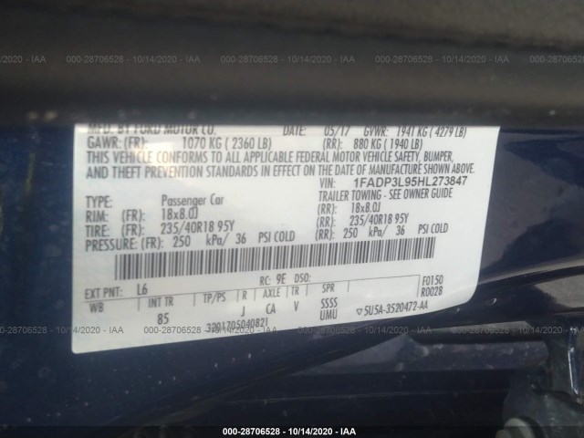 Photo 8 VIN: 1FADP3L95HL273847 - FORD FOCUS 