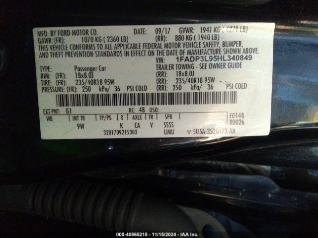 Photo 8 VIN: 1FADP3L95HL340849 - FORD FOCUS 