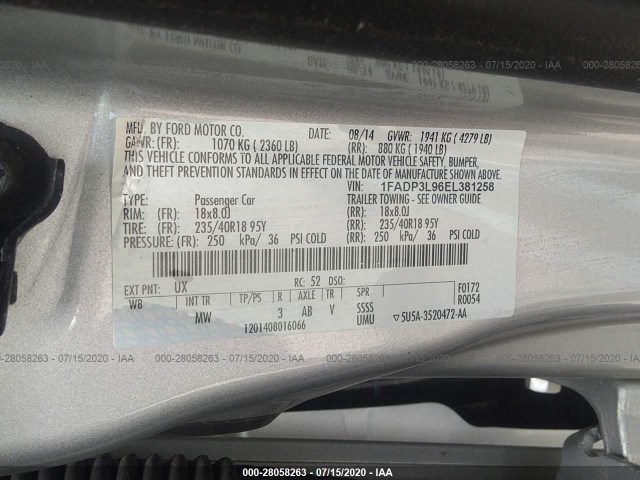 Photo 8 VIN: 1FADP3L96EL381258 - FORD FOCUS 