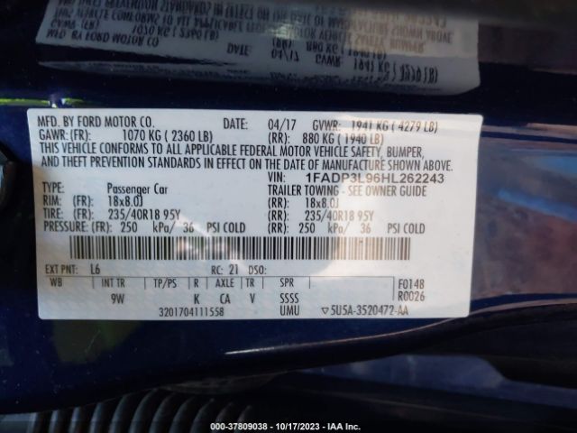 Photo 8 VIN: 1FADP3L96HL262243 - FORD FOCUS ST 