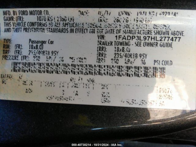 Photo 8 VIN: 1FADP3L97HL277477 - FORD FOCUS 