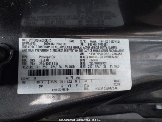 Photo 8 VIN: 1FADP3L98FL256358 - FORD FOCUS ST 