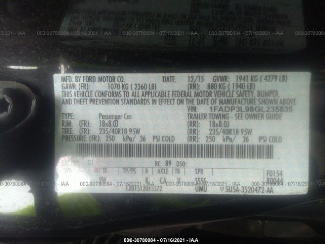 Photo 8 VIN: 1FADP3L98GL235835 - FORD FOCUS 