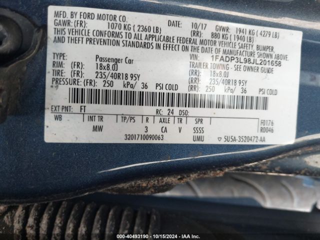 Photo 8 VIN: 1FADP3L98JL201658 - FORD FOCUS 