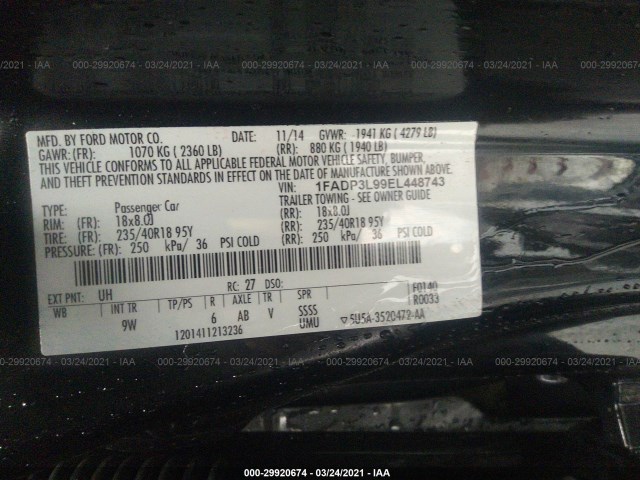 Photo 8 VIN: 1FADP3L99EL448743 - FORD FOCUS 