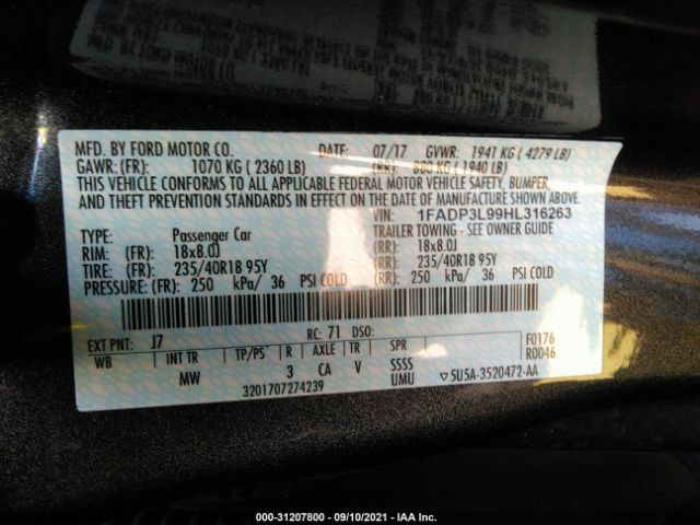 Photo 8 VIN: 1FADP3L99HL316263 - FORD FOCUS 