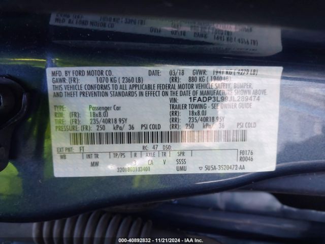 Photo 8 VIN: 1FADP3L99JL289474 - FORD FOCUS 