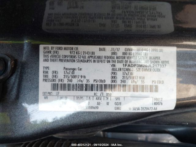 Photo 8 VIN: 1FADP3M20JL217337 - FORD FOCUS 