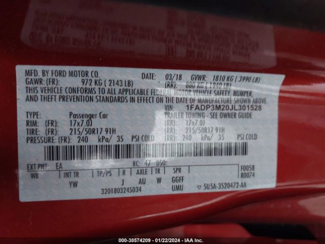 Photo 8 VIN: 1FADP3M20JL301528 - FORD FOCUS 