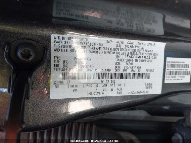 Photo 8 VIN: 1FADP3M21JL321335 - FORD FOCUS 