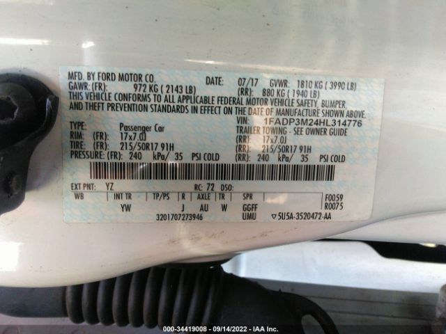 Photo 8 VIN: 1FADP3M24HL314776 - FORD FOCUS 