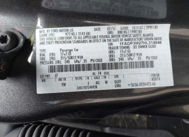 Photo 8 VIN: 1FADP3M27HL314948 - FORD FOCUS 