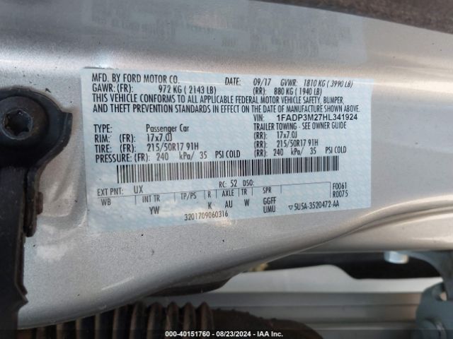 Photo 8 VIN: 1FADP3M27HL341924 - FORD FOCUS 