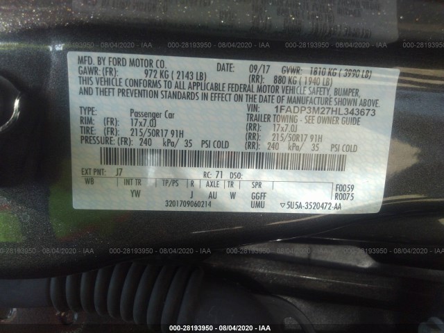 Photo 8 VIN: 1FADP3M27HL343673 - FORD FOCUS 