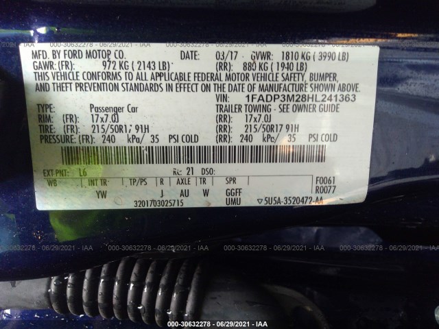 Photo 8 VIN: 1FADP3M28HL241363 - FORD FOCUS 