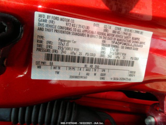 Photo 8 VIN: 1FADP3M28JL268469 - FORD FOCUS 