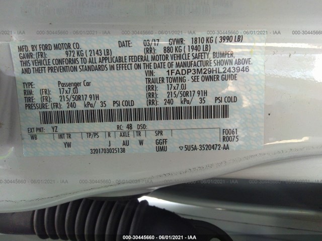 Photo 8 VIN: 1FADP3M29HL243946 - FORD FOCUS 