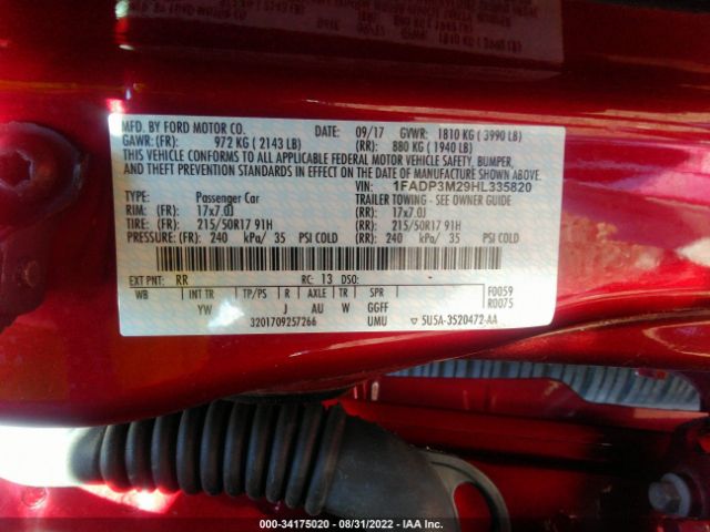 Photo 8 VIN: 1FADP3M29HL335820 - FORD FOCUS 