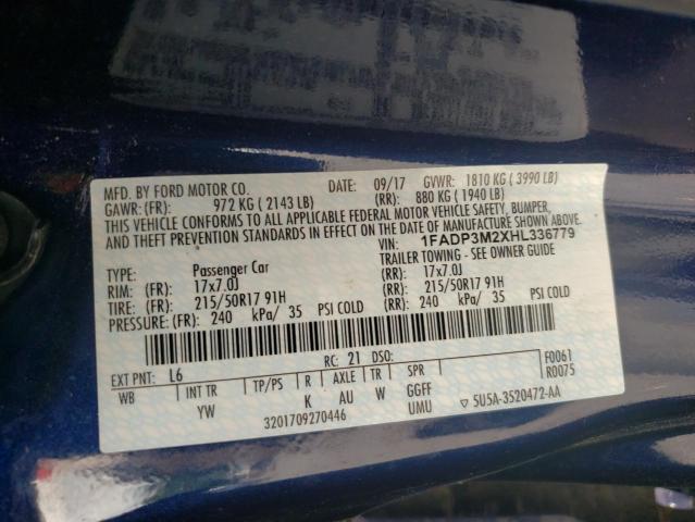 Photo 12 VIN: 1FADP3M2XHL336779 - FORD FOCUS SEL 