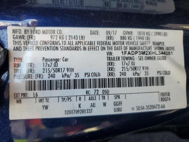 Photo 11 VIN: 1FADP3M2XHL344381 - FORD FOCUS SEL 