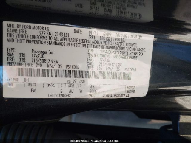 Photo 8 VIN: 1FADP3N20FL215920 - FORD FOCUS 