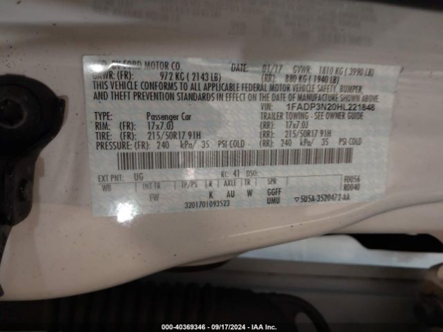 Photo 8 VIN: 1FADP3N20HL221848 - FORD FOCUS 