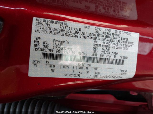 Photo 8 VIN: 1FADP3N21FL235027 - FORD FOCUS 