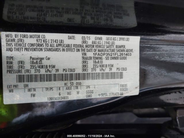 Photo 8 VIN: 1FADP3N21FL261403 - FORD FOCUS 