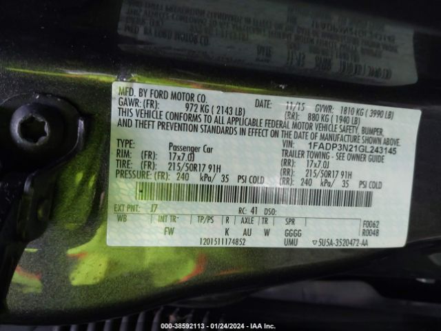 Photo 8 VIN: 1FADP3N21GL243145 - FORD FOCUS 