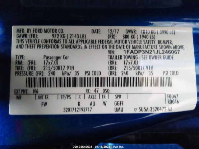 Photo 8 VIN: 1FADP3N21JL246067 - FORD FOCUS 