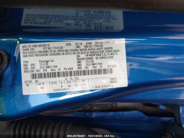 Photo 8 VIN: 1FADP3N21JL314013 - FORD FOCUS 