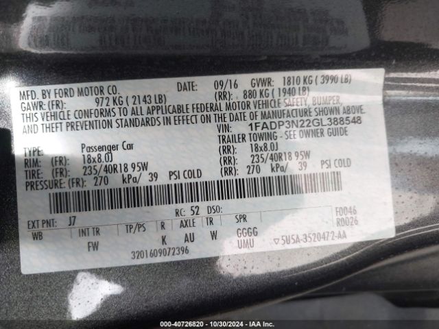 Photo 8 VIN: 1FADP3N22GL388548 - FORD FOCUS 