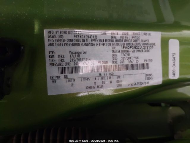 Photo 8 VIN: 1FADP3N22JL272130 - FORD FOCUS 