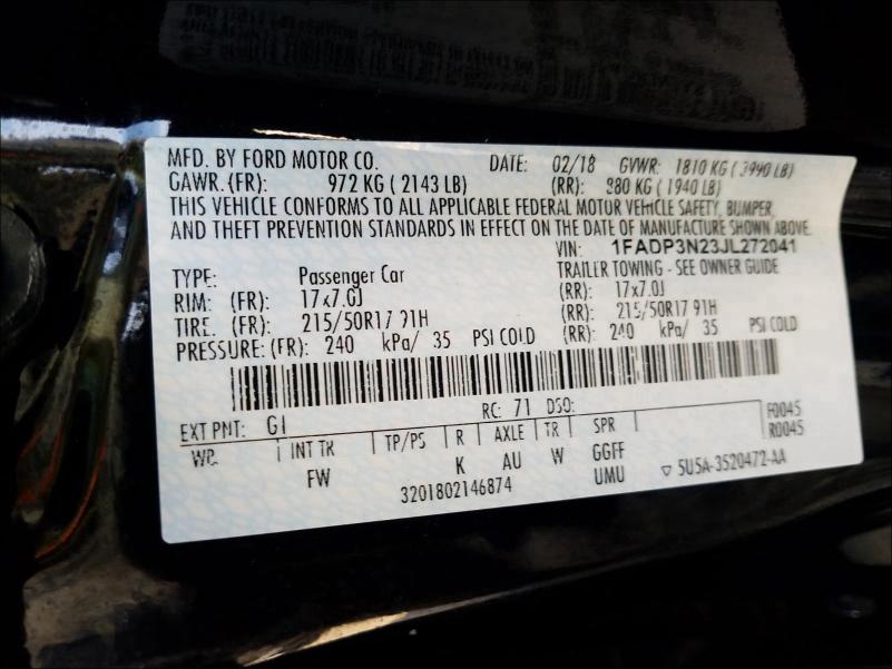 Photo 9 VIN: 1FADP3N23JL272041 - FORD FOCUS 