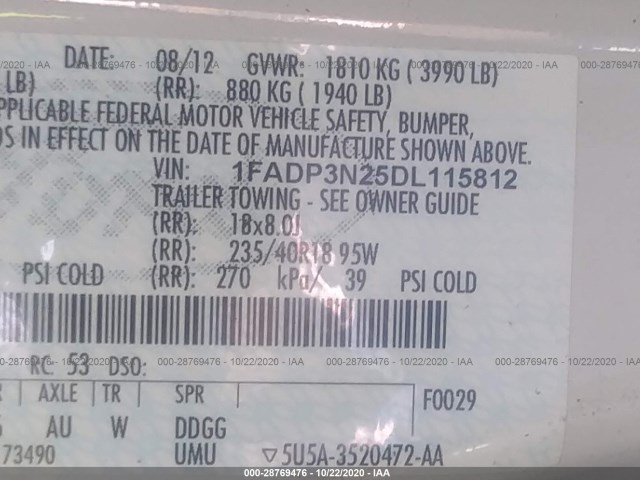 Photo 8 VIN: 1FADP3N25DL115812 - FORD FOCUS 