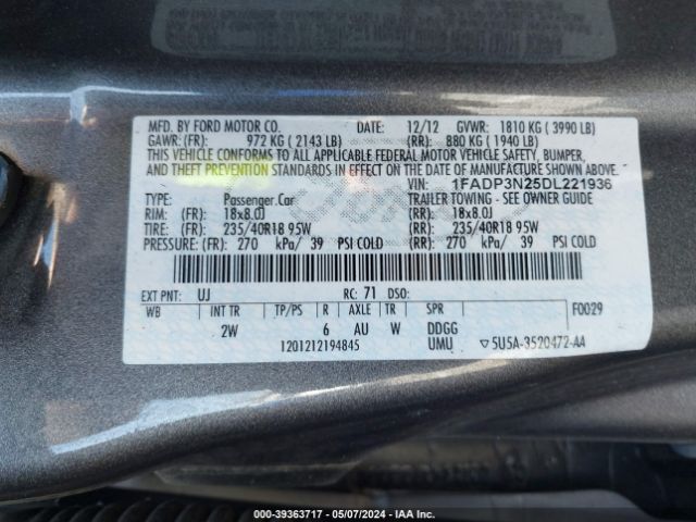 Photo 8 VIN: 1FADP3N25DL221936 - FORD FOCUS 