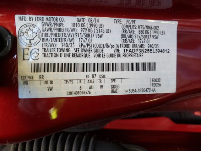 Photo 9 VIN: 1FADP3N25EL394812 - FORD FOCUS TITA 