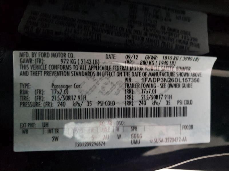 Photo 9 VIN: 1FADP3N26DL157356 - FORD FOCUS TITA 