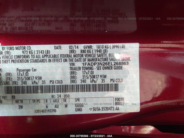 Photo 8 VIN: 1FADP3N26EL268863 - FORD FOCUS 