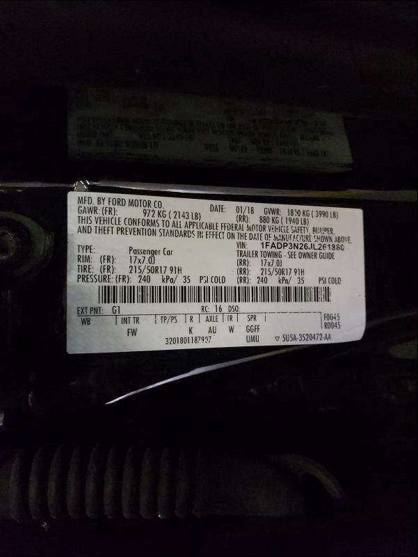 Photo 9 VIN: 1FADP3N26JL261860 - FORD FOCUS TITA 