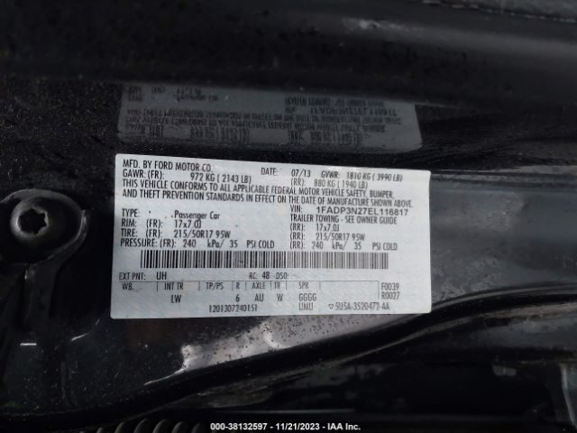 Photo 8 VIN: 1FADP3N27EL116817 - FORD FOCUS 