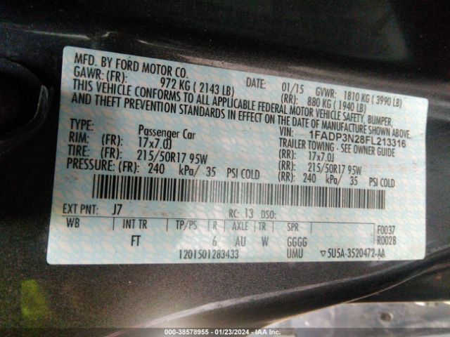 Photo 8 VIN: 1FADP3N28FL213316 - FORD FOCUS 