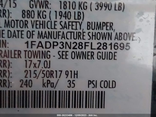 Photo 8 VIN: 1FADP3N28FL281695 - FORD FOCUS 